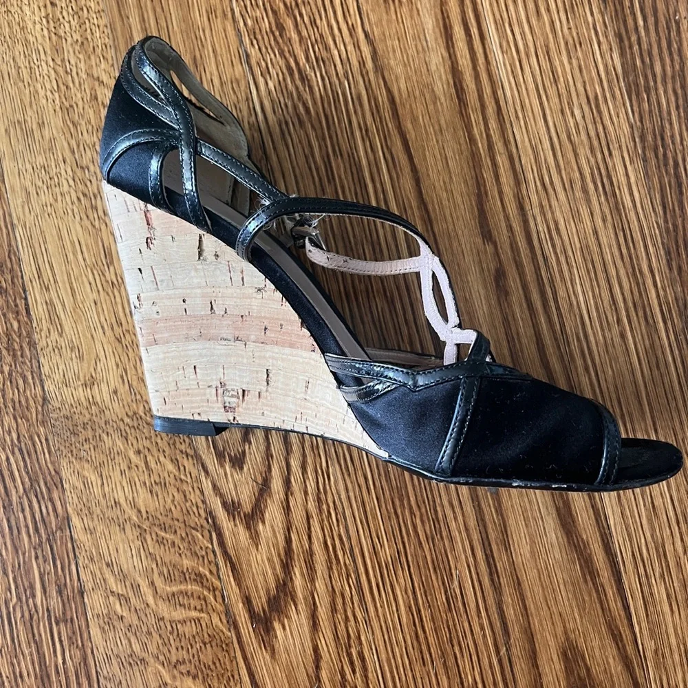 Prada Black and Tan Cork Wedges